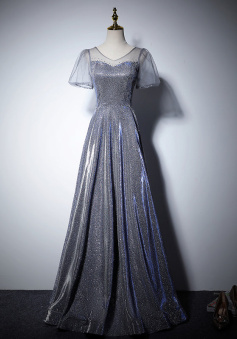 Silver evening dress new long sequins dress bridesmaid dress prom dress     