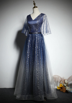 A-line navy blue bridesmaid dress evening dress new prom dress party gowns    