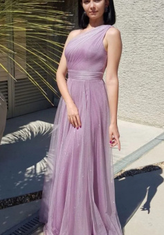Shiny One Shoulder Purple Long Prom Dresses, Sparkly Purple Formal Evening Dresses Bridesmaid dress     