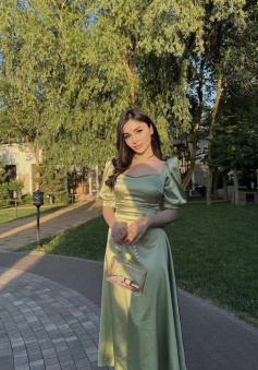 Simple Long Sage Green Bridesmaid Evening Party Dress     