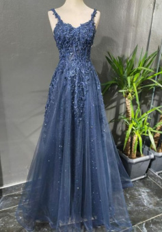 Blue Party Dress Bridesmaid Dress Long Prom Dresses Formal Evening Dresses      