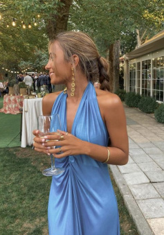 Blue simple prom dress Evening Gown Party Dress Bridesmaid dress    