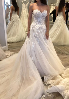 A Line Strapless Party Prom Gown for Women, Wedding Dress  