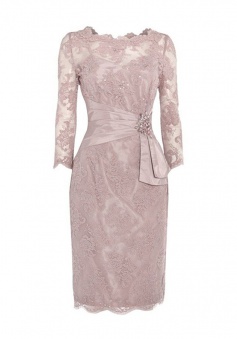 Hot Selling Knee-Length 3/4 Sleeves Wheat Lace Mother of the Bride Dress with Beading