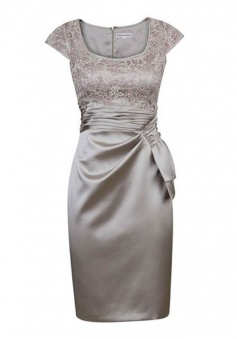 Decent Square Neck Cap Sleeves Short Silver Mother of Bride Dress with Lace Ruched