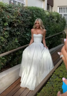 White Evening Dresses Prom Party Gowns Wedding Dress     