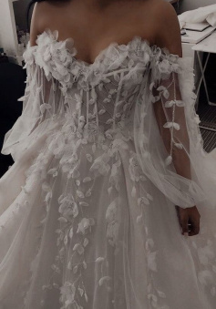 MODERN SWEETHEART SLEEVELESS WEDDING DRESS WHITE 3D FLORAL LACE BRIDAL GOWN   