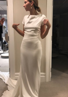 White Casual Wedding Dress With Train Sexy Mermaid Bridal Gowns    