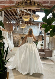 Long Simple Wedding Dress White Bridal Gown     