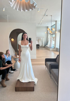 Elegant White Square Neck Long Wedding Dresses       