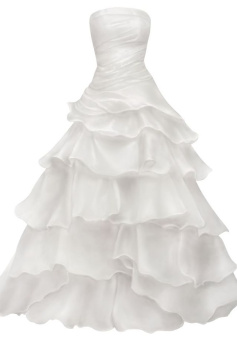 Strapless A Line Ruffle Long Prom Dress Layered Wedding Dress       