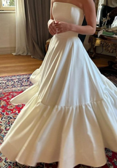 A Line Long Wedding Dress Simple Bridal Dresses     