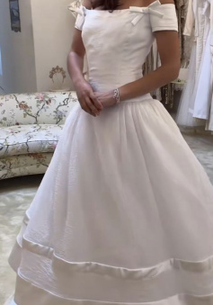 A Line Off Shoulder Long Wedding Dress Simple Bridal Dresses     