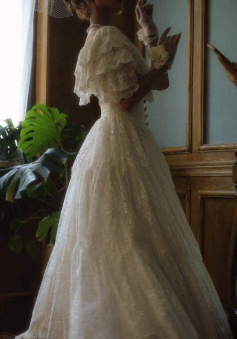 A Line Off Shoulder Wedding Dress Lace Princess Dress     