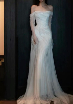 Stunning Mermaid Long Off Shoulder Tulle Wedding Dresses       