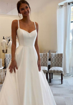 A Line Satin Elegant Wedding Dresses Princess Bridal Gown      