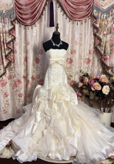 Strapless Long Elegant Wedding Dresses Princess Bridal Gown      