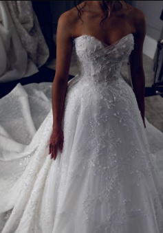 A Line Strapless Elegant Wedding Dress Long Bridal Gown  