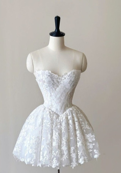 A Line White Short Wedding Dress Homecoming Dress Short Party Dress   
