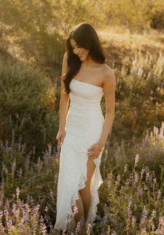 White Lace Party Dress Long Evening Dress Princess Wedding Dress   