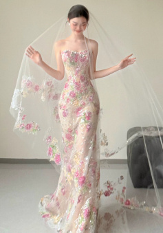 Sweetheart Mermaid Bead Flora Wedding Dress Sexy Evening Dress Prom Dress 