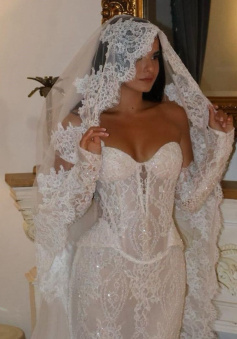 Vintage  Mermaid Wedding Dresses Lace Bodycon Bridal Dress