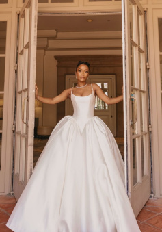 Spaghetti Straps White Wedding Dress Simple Bride Gown