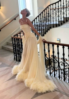 Strapless Ivory Classy Wedding Dress Mermaid Simple Dress For Bride