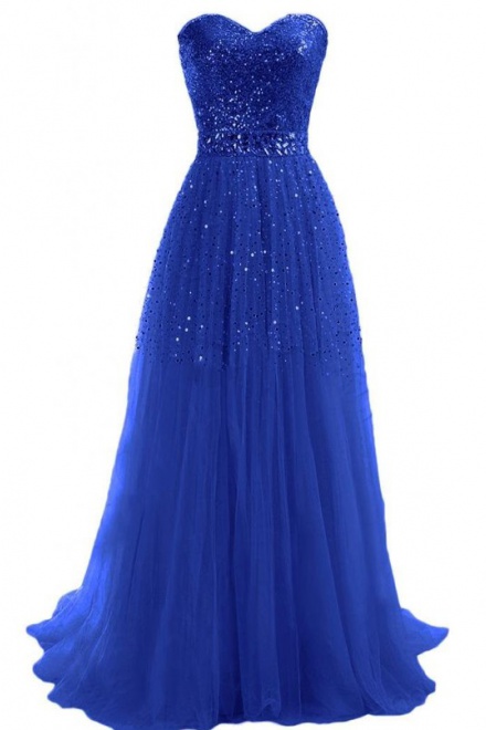Simple Dress Handmade Sequin Sweetheart Long Tulle Prom Dresses/Evening ...