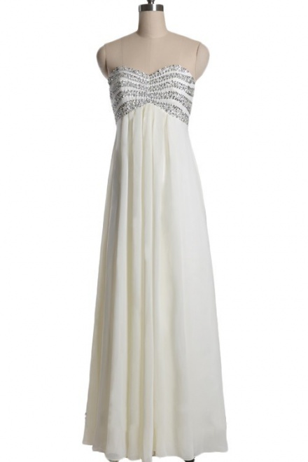 A-line Sweetheart Beading Floor-length Chiffon Zipper-up Prom Dress ...