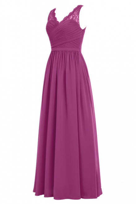 A-line V-neck Chiffon Long Sleeveless Grape Prom/Evening Dress With ...
