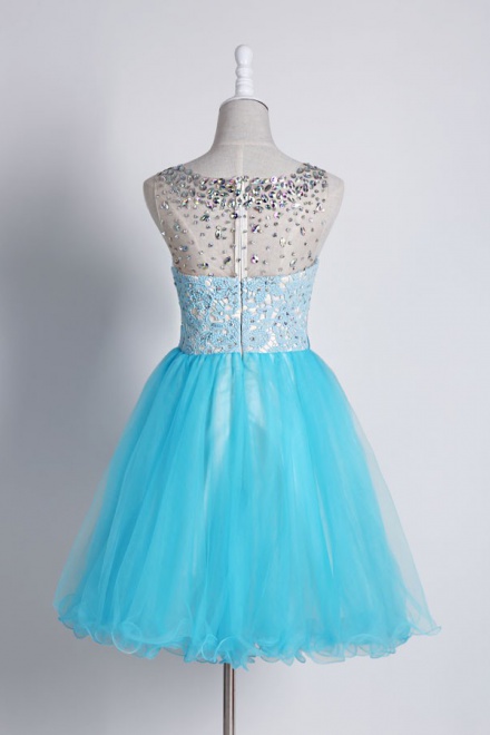 Crispy Jewel Sleeveless Short Homecoming Dress Beading Lace with Sash ...