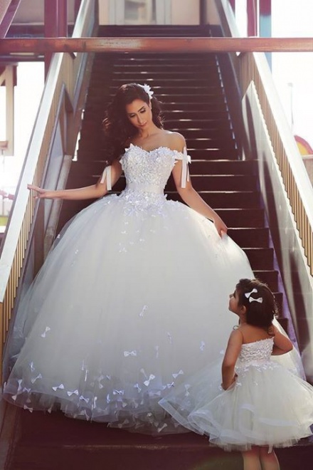 Elegant Off Shoulder White Ball Gown 