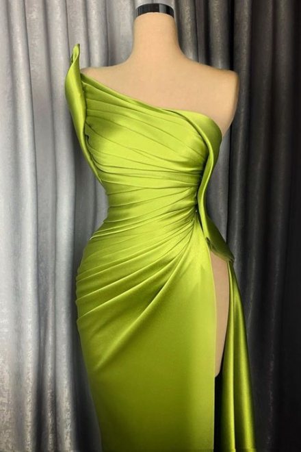 Sexy Mermaid Stain Prom Dresses with Side SIlt - Wisebridal.com