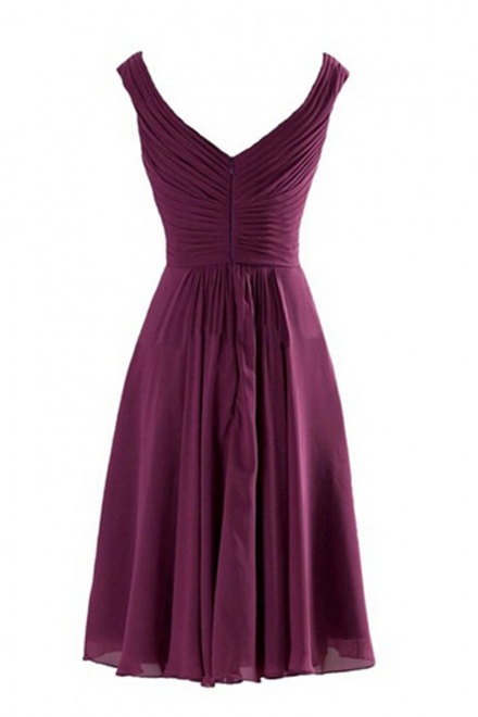 Simple-dress V Neck A-Line Knee Length Chiffon Bridesmaid Dresses CHBD ...