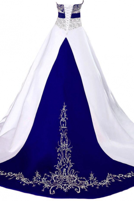 Mermaid Strapless Royal Blue Wedding Dresses - Wisebridal.com
