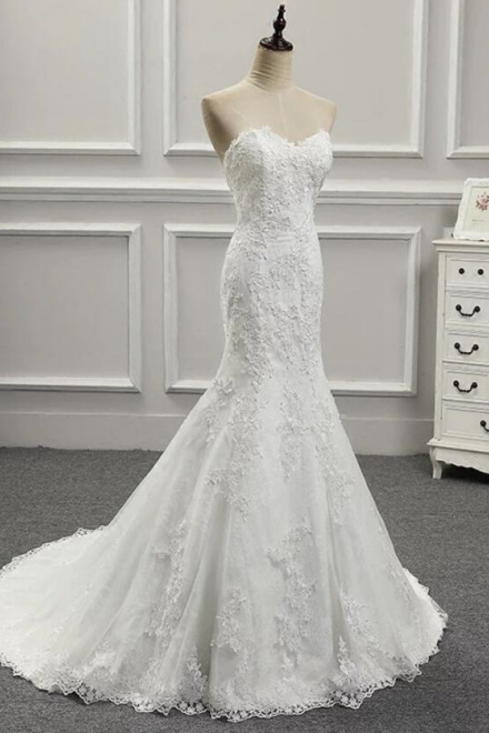 Mermaid Sweetheart Ivory Lace Wedding Dresses - Wisebridal.com