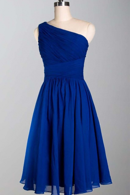 royal blue one shoulder bridesmaid dress