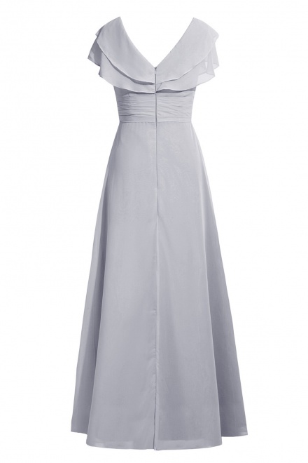 Fashion V-neck A-line-Cap Sleeves Long Gery Mother Of the Bride Dress ...