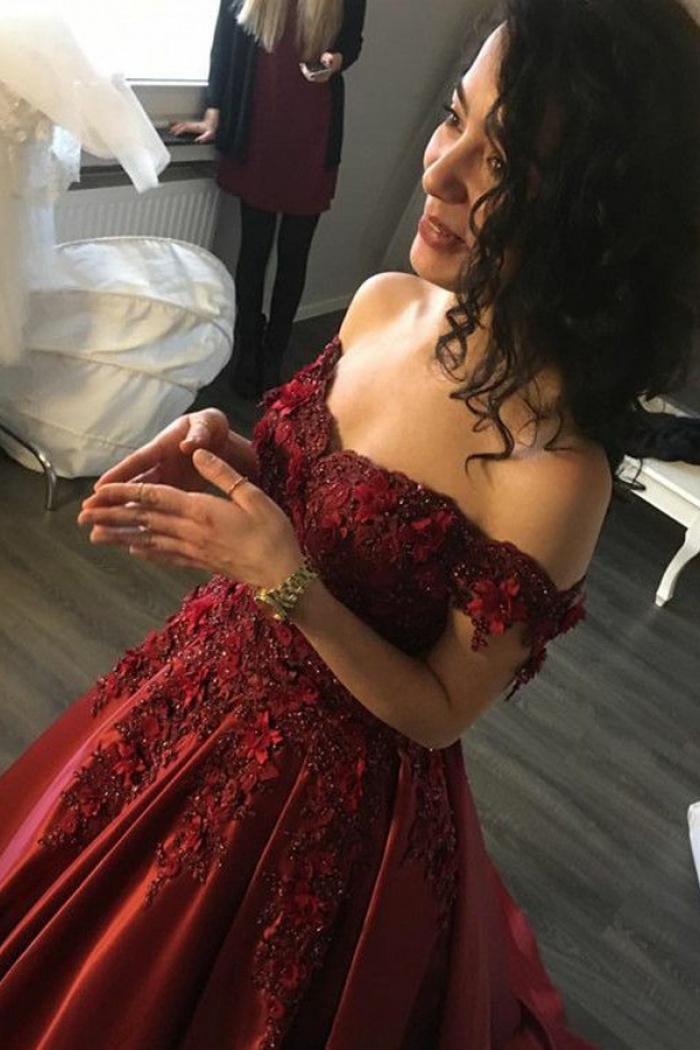 green emerald velvet dress Dark Red Tulle Sweetheart A-Line Puffy Graduation Dresses, CP1046 US6 / Custom Color(leaving A note) main image 1