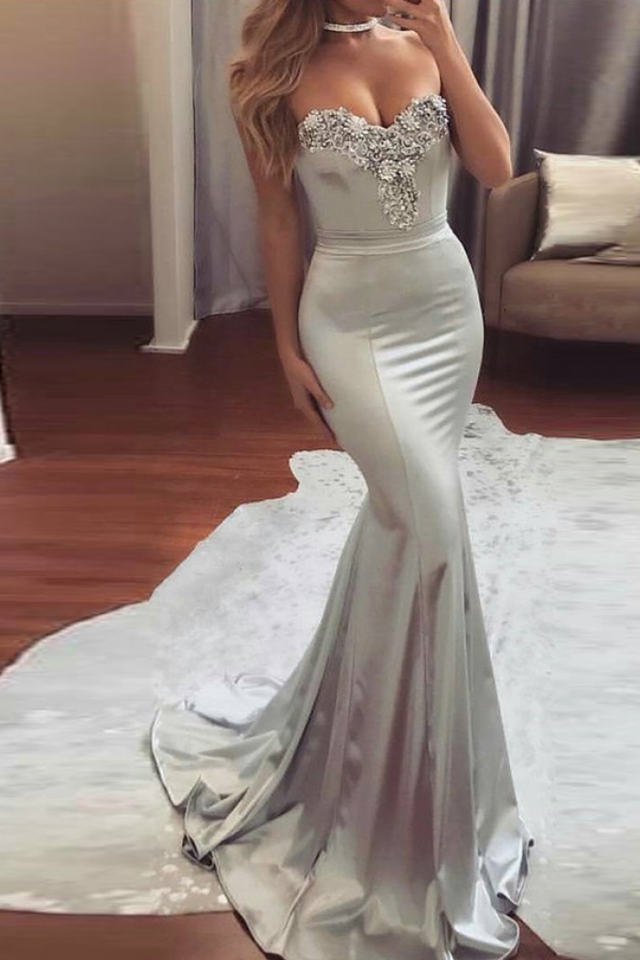 silver dress satin