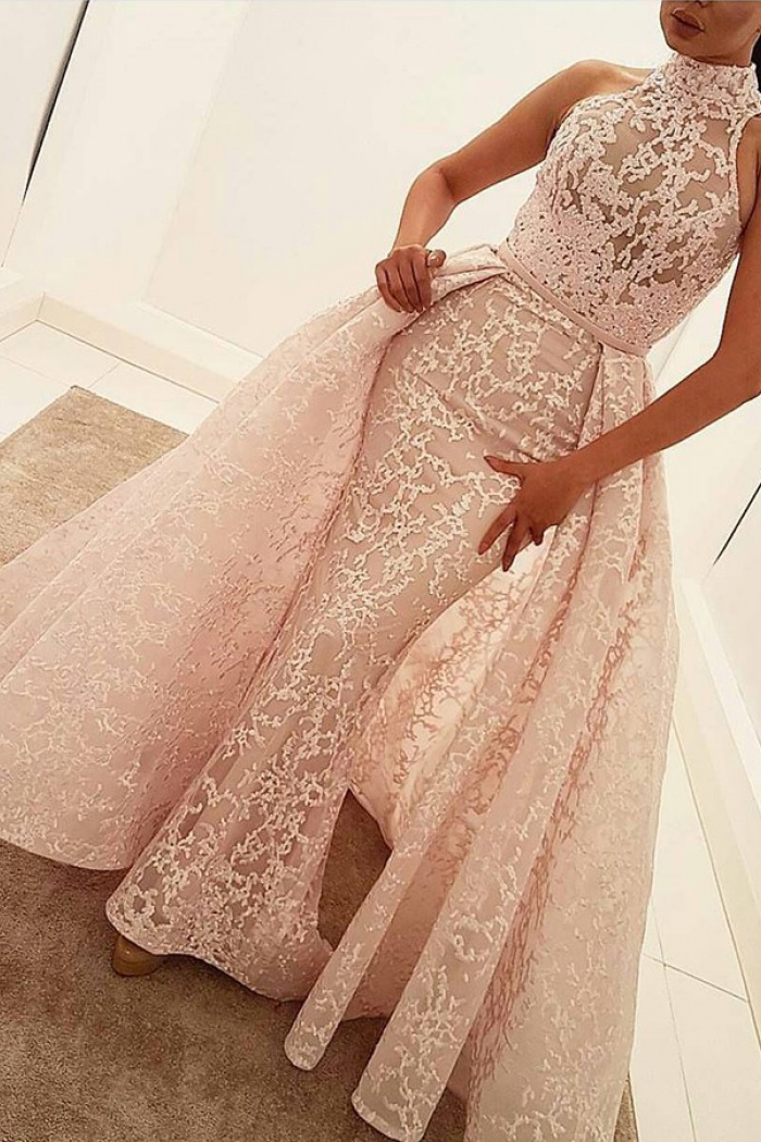 light pink mermaid bridesmaid dresses