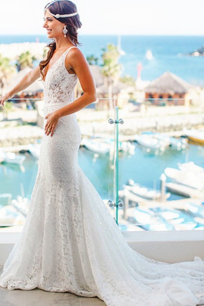 beach wedding dresses mermaid style