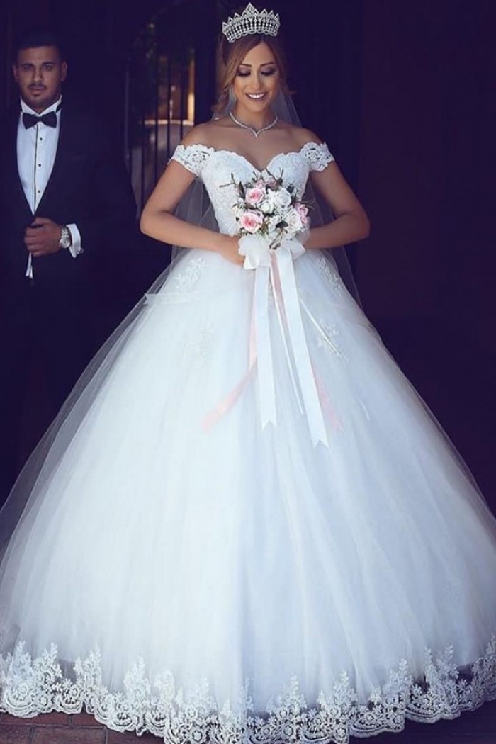 off the shoulder wedding dress ball gown