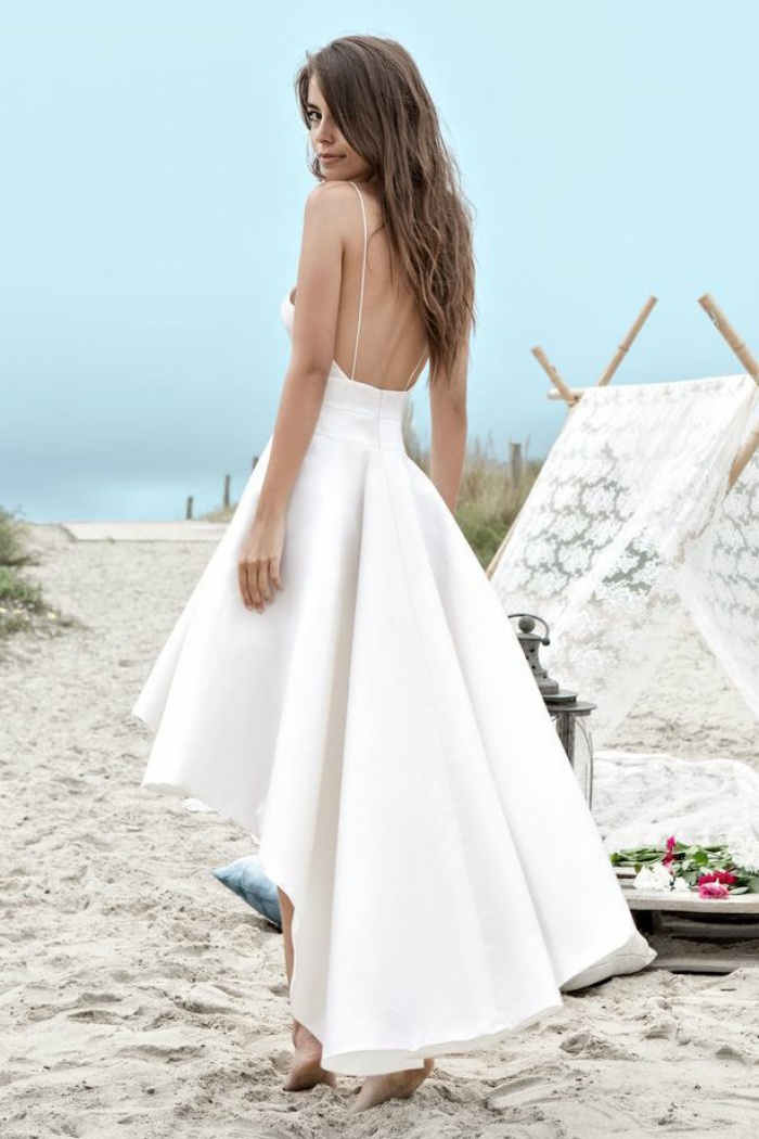 spaghetti strap beach wedding dress