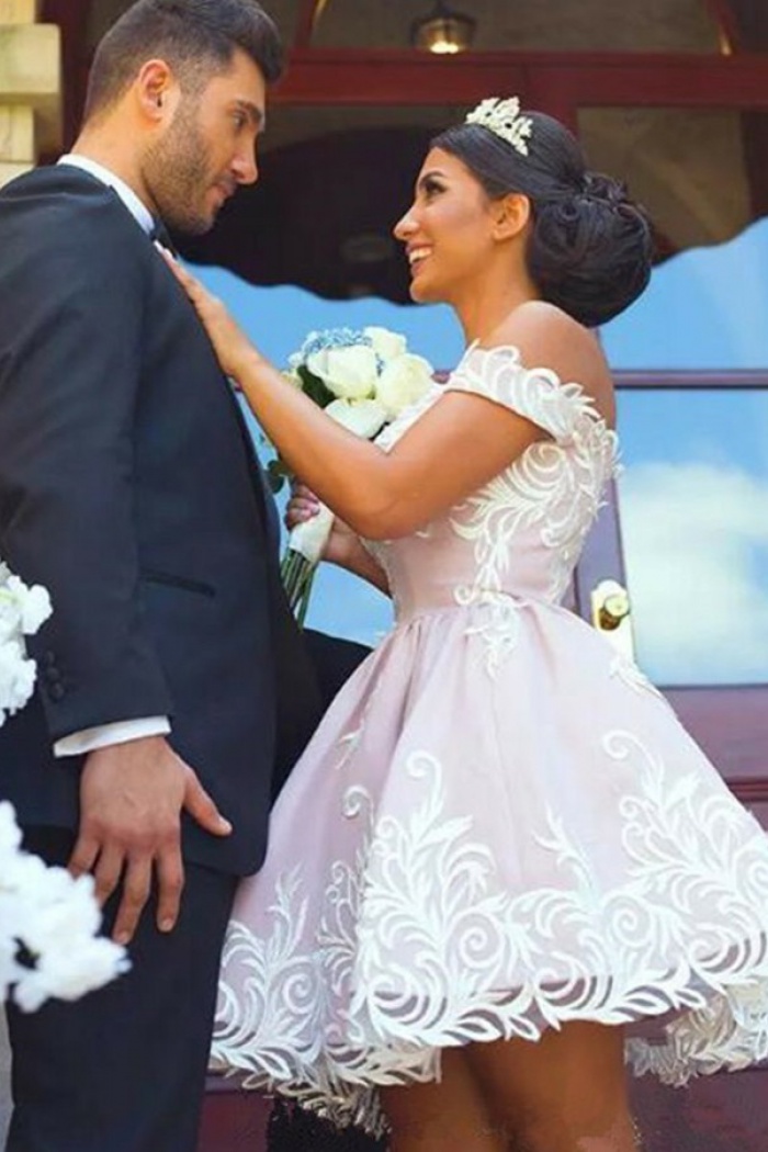 short pink wedding dress