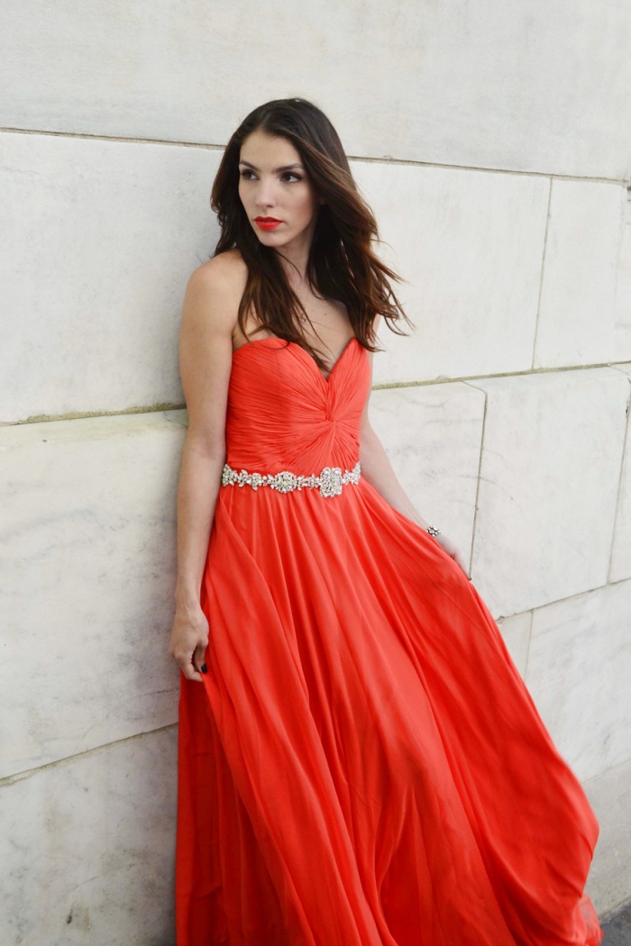 Orange Chiffon Prom Dress