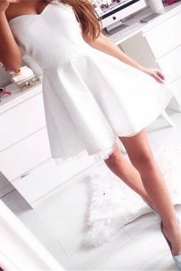 short prom dress white