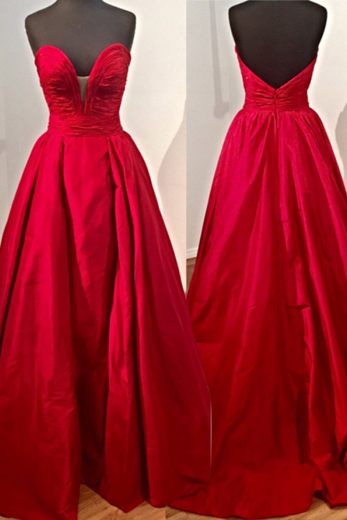 satin red ball gown