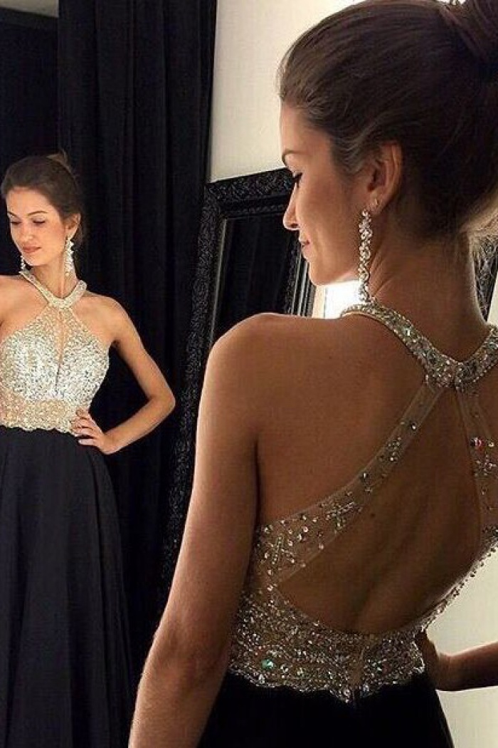 black long dress open back